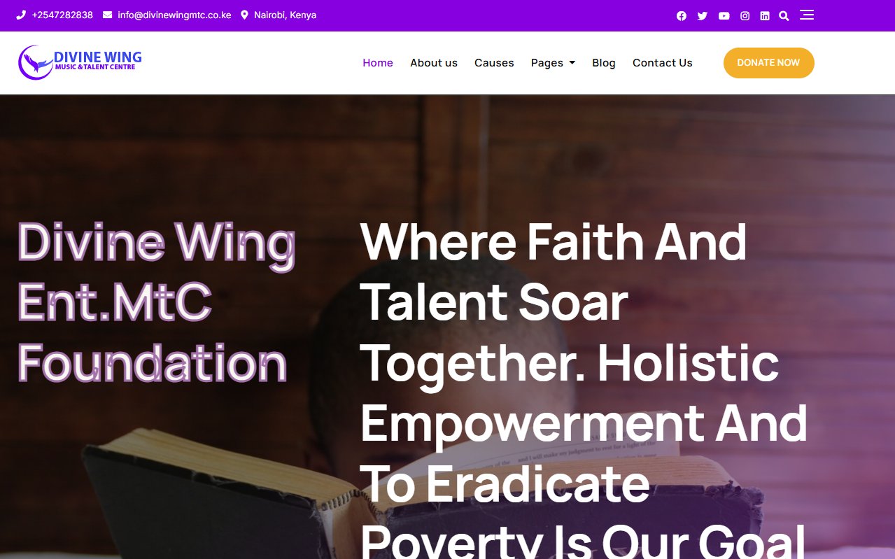 Divine Wing Ent. MTC Foundation website screenshot